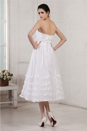 Drapiertes Organza Empire Taille Wadenlanges Brautkleid mit Plissierungen