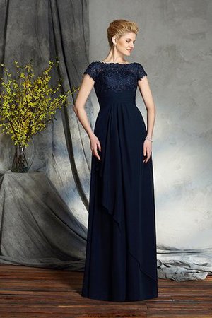 Kurze Ärmeln Bateau Ausschnitt Natürliche Taile A-Line Chiffon Brautmutterkleid