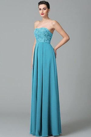 Reißverschluss Chiffon Normale Taille Bodenlanges Brautjungfernkleid mit Rüschen