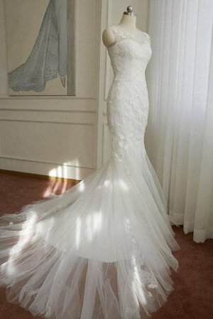 Meerjungfrau Stil Spitze Tüll Romantisches Bodenlanges Brautkleid