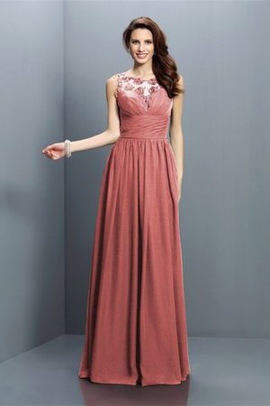 Chiffon Bateau A-Line Plissiertes Bodenlanges Brautjungfernkleid