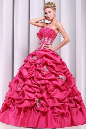 Geschichtes Natürliche Taile Bodenlanges Quinceanera Kleid aus Satin mit Blume