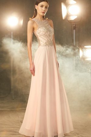 Natürliche Taile Chiffon A-Linie Bodenlanges Abendkleid ohne Ärmeln