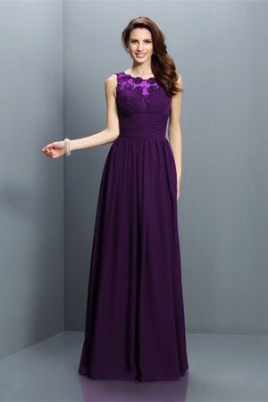 Chiffon Bateau A-Line Plissiertes Bodenlanges Brautjungfernkleid