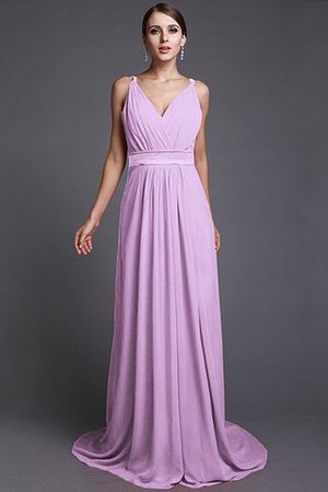 Chiffon Natürliche Taile Sweep Train A-Line Brautjungfernkleid mit Reißverschluss