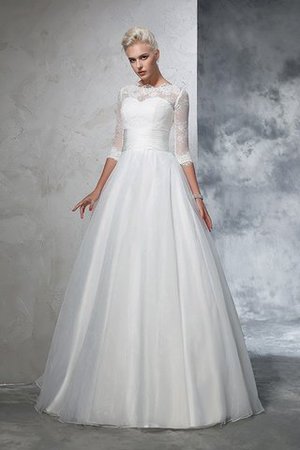 Organza Empire Taille Dreiviertel Länge Ärmeln Bodenlanges Anständiges Brautkleid