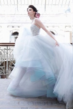 Herz-Ausschnitt Duchesse-Linie Bodenlanges Brautkleid mit Bordüre aus Tüll