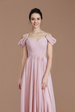 A-Linie Gerüschtes Prinzessin Ärmelloses Brautjungfernkleid aus Chiffon