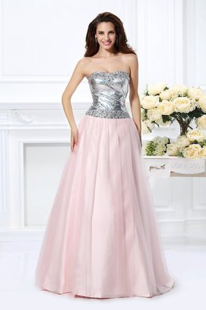 Duchesse-Linie Natürliche Taile Satin Bodenlanges Quinceanera Kleid mit Perlen