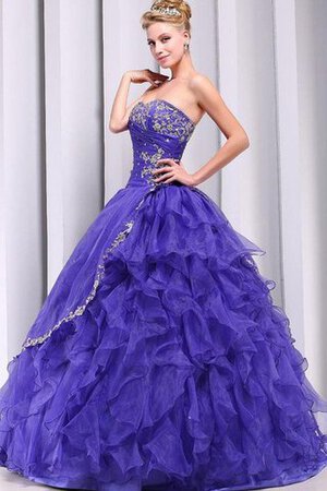 Herz-Ausschnitt Ärmelloses Tüll Quinceanera Kleid mit Rücken Schnürung mit Applikation