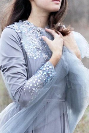 Tüll A-Line Perlenbesetztes Elegantes Brautjungfernkleid mit Schleife