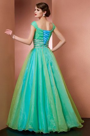 Schulterfrei Sittsames Bodenlanges Quinceanera Kleid mit Perlen aus Satin