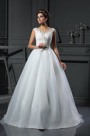 Organza Prinzessin Perlenbesetztes Reißverschluss A-Line Brautkleid