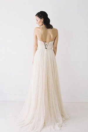 Plissiertes A-Line Spitze Brautkleid mit Rücken Schnürung mit Bordüre