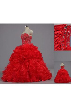 Duchesse-Linie Perlenbesetztes Organza Quinceanera Kleid mit Applike mit Rücken Schnürung