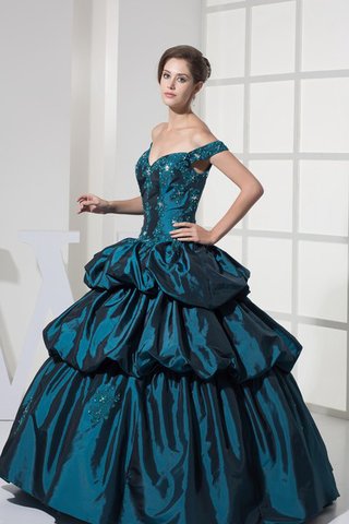 Duchesse-Linie Pick Up Spaghetti Träger Quinceanera Kleid mit Applike mit Rücken Schnürung