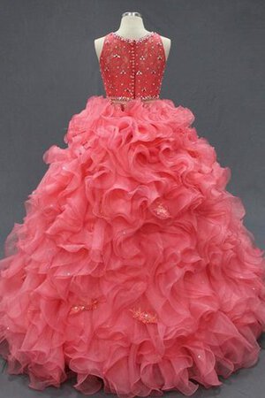 Organza Reißverschluss Bodenlanges Quinceanera Kleid mit Rüschen aus Satin