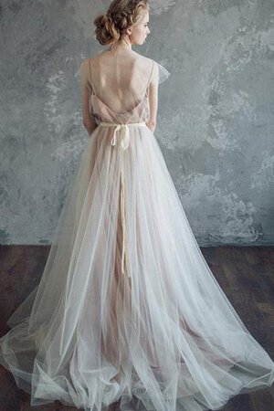 A-Linie Schlichtes Romantisches Brautjungfernkleid mit V-Ausschnitt mit Schleife