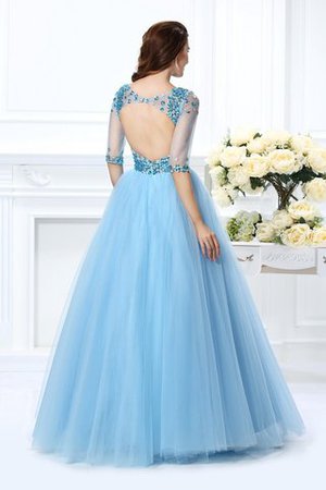 Halbe Ärmeln Satin Natürliche Taile Perlenbesetztes Anständiges Quinceanera Kleid