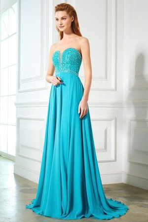 Perlenbesetztes Prinzessin Natürliche Taile A-Line Sweep Train Abendkleid