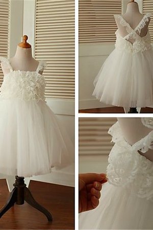 Prinzessin Ärmelloses Normale Taille Organza Blumenmädchenkleid mit Rüschen