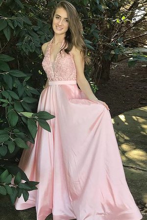 Prinzessin Ärmelloses Satin Normale Taille Abendkleid mit Bordüre