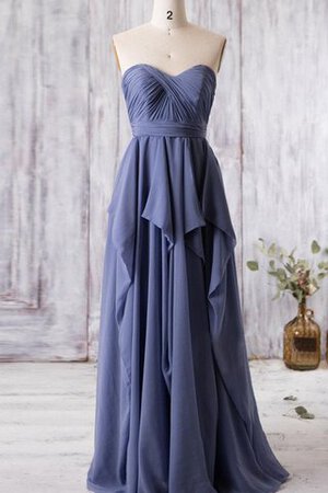 Herz-Ausschnitt Plissiertes Chiffon Bodenlanges Brautjungfernkleid ohne Ärmeln