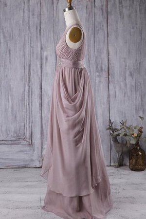 Perlenbesetztes Empire Taille V-Ausschnitt Bodenlanges Brautjungfernkleid mit Reißverschluss