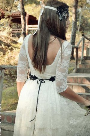 Schaufel-Ausschnitt A Linie Brautkleid mit Gürtel mit Bordüre