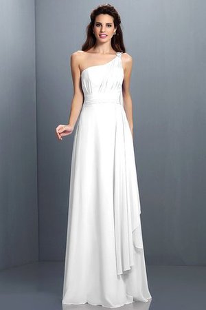 Ein Schulter A Linie Bodenlanges Brautjungfernkleid mit Plissierungen aus Chiffon