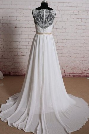 Natürliche Taile Ärmellos Chiffon Bezauberndes Brautkleid mit Schaufel Ausschnitt