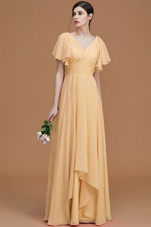 Prinzessin A-Line V-Ausschnitt Kurze Ärmeln Natürliche Taile Brautjungfernkleid