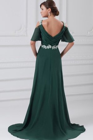 Chiffon Gerüschtes Quadrat Ausschnitt A-Line Abendkleid mit kurzen Ärmeln