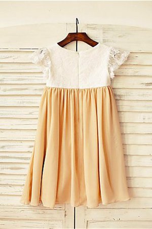 Prinzessin Chiffon A-Line Schaufel-Ausschnitt Blumenmädchenkleid mit Blume