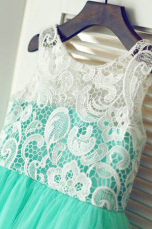 A-Linie Tüll Prinzessin Sittsames Blumenmädchenkleid mit Schaufel Ausschnitt