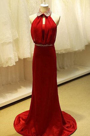 Hoher Kragen Paillettenbesetztes Knielanges Ballkleid mit Knöpfen aus Chiffon