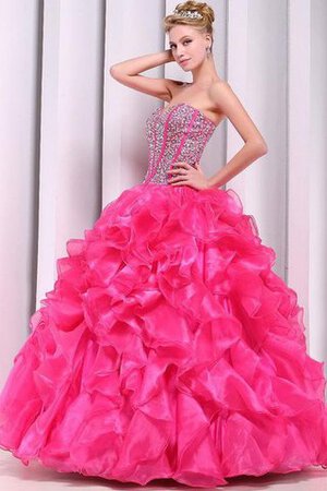 Duchesse-Linie Perlenbesetztes Natürliche Taile Stilvolles Quinceanera Kleid mit Rüschen