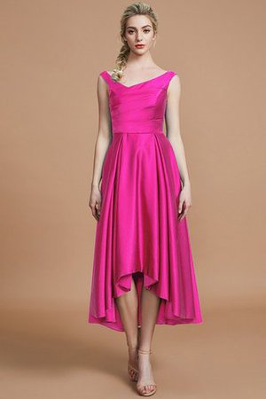 Ärmellos Asymmetrisch Satin Prinzessin A-Line Brautjungfernkleid