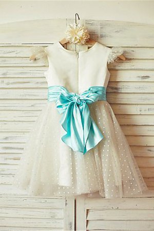 Tüll Prinzessin A-Linie Reißverschluss Blumenmädchenkleid mit Blume
