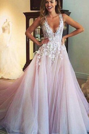 A Linie Ärmelloses Bodenlanges Sexy Ballkleid mit Applikation