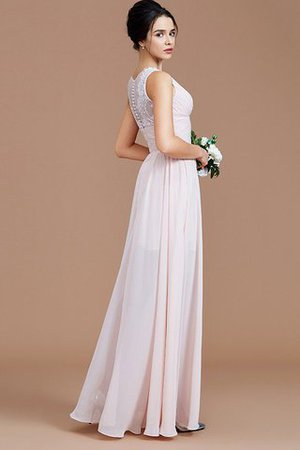 Ärmellos A Linie Chiffon Bodenlanges Brautjungfernkleid mit Juwel Ausschnitt
