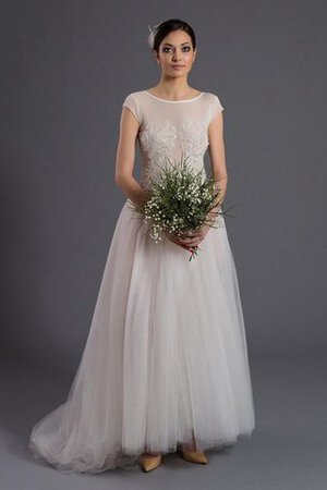 A-Line Kurze Ärmeln Bodenlanges Brautkleid aus Tüll mit gekappten Ärmeln