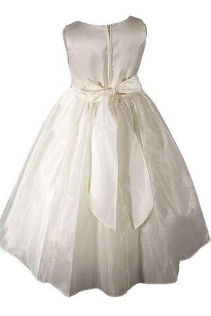 Duchesse-Linie Natürliche Taile Satin Blumenmädchenkleid mit gekappten Ärmeln mit Perlen