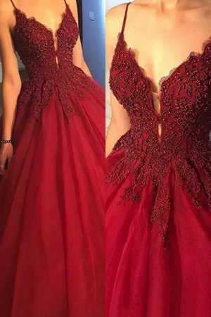 Spaghetti Träger Tüll Zart Duchesse-Linie Ballkleid ohne Ärmeln