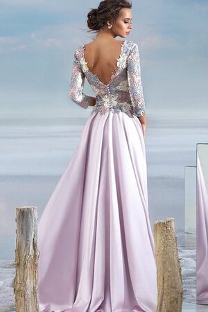 Satin A Linie Bodenlanges Ballkleid mit V-Ausschnitt mit Applike