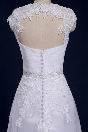 Spitze Halle Bodenlanges Brautkleid mit Applike mit natürlicher Taille