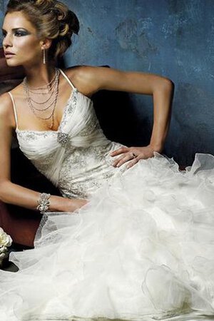 Ärmellos A-Line Normale Taille Luxus Brautkleid mit Rücken Schnürung