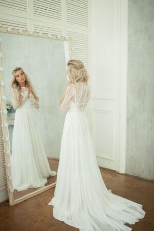 Klassisches Reißverschluss Juwel Ausschnitt Sweep Train Romantisches Brautkleid