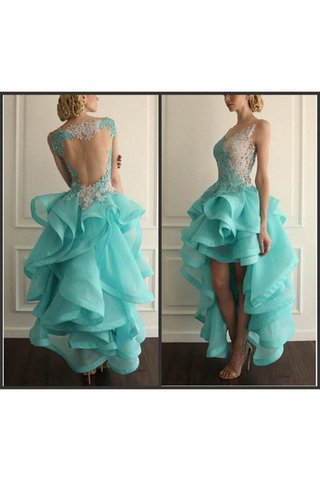 Ärmellos Bodenlanges Sexy Abendkleid mit Applikation mit Rüschen