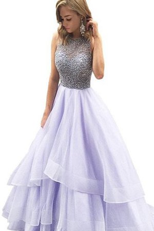 Perlenbesetztes Organza Natürliche Taile Ärmelloses Bodenlanges Quinceanera Kleid